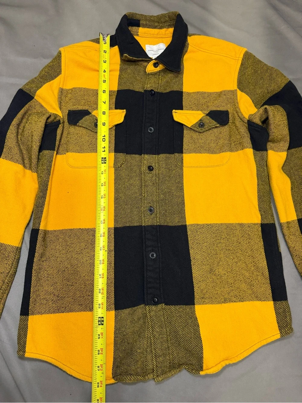 American Eagle Outfitters Yellow and Black Buffalo Plaid Button-Down